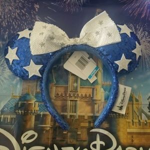 Disney Parks Blue Glitz Minnie Ear Headband NWT